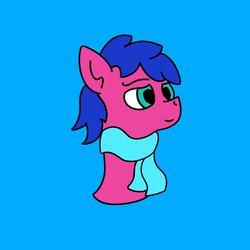 Size: 1024x1024 | Tagged: safe, artist:heartpallete, oc, oc only, oc:heart pallette, pony, blue background, bust, clothes, portrait, scarf, simple background, solo