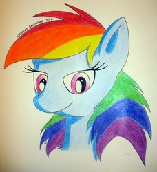 Size: 731x800 | Tagged: safe, artist:passer-in-the-storm, rainbow dash, g4, colored pencil drawing, female, solo, traditional art