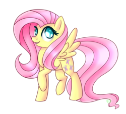 Size: 3258x2951 | Tagged: safe, artist:immagoddampony, fluttershy, g4, female, high res, looking at you, raised hoof, simple background, smiling, solo, spread wings, standing, transparent background