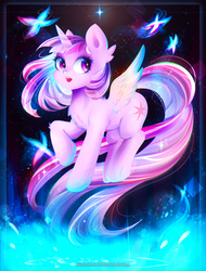 Size: 2222x2922 | Tagged: safe, artist:koveliana, twilight sparkle, alicorn, butterfly, pony, g4, chromatic aberration, color porn, female, high res, mare, solo, starry eyes, stars, twilight sparkle (alicorn), wingding eyes