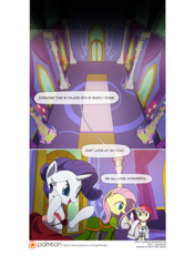 Size: 3541x5016 | Tagged: safe, artist:gashiboka, fluttershy, rarity, roseluck, pony, comic:recall the time of no return, g4, comic, patreon, patreon logo