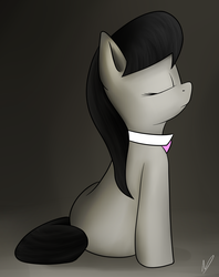 Size: 1833x2319 | Tagged: safe, artist:neighday, octavia melody, earth pony, pony, g4, eyes closed, female, mare, signature, sitting, solo
