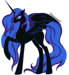 Size: 6445x6939 | Tagged: safe, artist:silverarrow87, oc, oc only, oc:nyx, alicorn, pony, absurd resolution, alicorn oc, angry, blank flank, female, mare, nightmare nyx, older, older nyx, simple background, solo, transformation, transparent background, vector