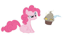 Size: 5000x3000 | Tagged: safe, artist:erisgrim, discord, pinkie pie, earth pony, pony, g4, cupcake, duo, food, missing cutie mark, simple background, suspicious, transparent background