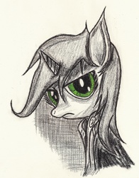 Size: 1840x2351 | Tagged: safe, artist:thesubtle, oc, oc only, oc:littlepip, pony, unicorn, fallout equestria, clothes, fallout, fanfic, fanfic art, female, green eyes, horn, jumpsuit, mare, portrait, simple background, solo, traditional art, vault suit, white background