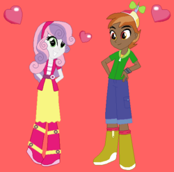 Size: 519x510 | Tagged: safe, artist:themunksandtheetts, button mash, sweetie belle, equestria girls, g4, equestria girls-ified, female, heart, male, ship:sweetiemash, shipping, simple background, straight, valentine's day