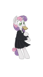 Size: 1440x2560 | Tagged: safe, artist:trickydick, sweetie belle, g4, bread, clothes, female, food, school uniform, solo, toast