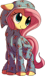 Size: 515x870 | Tagged: safe, artist:mcsadat, fluttershy, pony, g4, clothes, cute, female, floppy ears, hat, head tilt, looking away, looking up, nightcap, pajamas, shyabetes, simple background, solo, white background