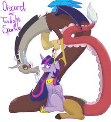 Size: 1000x1100 | Tagged: safe, artist:unlocked-shenanigans, discord, twilight sparkle, alicorn, pony, g4, female, male, mare, ship:discolight, shipping, straight, twilight sparkle (alicorn)