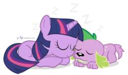 Size: 920x540 | Tagged: safe, artist:dm29, spike, twilight sparkle, dog, equestria girls, g4, commission, cute, duo, female, filly, filly twilight sparkle, julian yeo is trying to murder us, simple background, sleeping, spikabetes, spike the dog, transparent background, twiabetes, twilight dog, twily, young, young twilight, younger