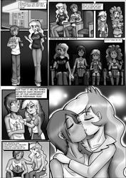 Size: 1860x2622 | Tagged: safe, artist:anibaruthecat, pinkie pie, princess celestia, principal celestia, rainbow dash, oc, oc:rally flag, comic:boys will be boys, equestria girls, g4, blushing, canon x oc, cinema, comforting, comic, female, food, hand on shoulder, holding hands, kissing, male, popcorn, principal and student, rallylestia, ship:rallydash, shipping, straight, surprised