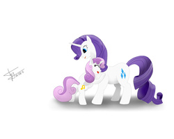 Size: 1280x1024 | Tagged: safe, artist:skitsroom, rarity, sweetie belle, g4, alternate cutie mark, hug, simple background, white background