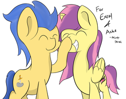 Size: 3901x3090 | Tagged: safe, artist:mintysketch, oc, oc only, oc:ashie, oc:excalibur, boop, high res, not fluttershy