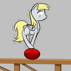 Size: 3000x3000 | Tagged: safe, artist:notten1, derpy hooves, pegasus, pony, g4, balancing, ball, female, high res, mare, simple background, solo