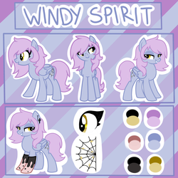 Size: 4000x4000 | Tagged: safe, artist:partypievt, oc, oc only, oc:windy spirit, pegasus, pony, clothes, earring, piercing, reference sheet, simple background, socks, solo, spider web, stockings