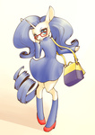 Size: 2039x2894 | Tagged: safe, artist:unousaya, rarity, unicorn, anthro, g4, arm hooves, clothes, cute, dress, female, glasses, high heels, high res, mare, meganekko, purse, raribetes, solo, stockings