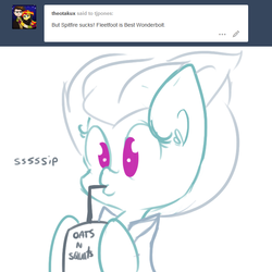 Size: 720x720 | Tagged: safe, artist:tjpones, fleetfoot, pony, g4, cute, diafleetes, drink, female, food, juice, juice box, sipping, solo, tumblr, warmup suit