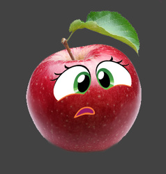 Size: 350x368 | Tagged: safe, artist:mysterimaan, applejack, g4, apple, applejack becoming an apple, female, food, pun, solo