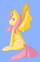 Size: 1466x2267 | Tagged: safe, artist:fluffleduckle, fluttershy, bat pony, pony, g4, female, flutterbat, looking at you, simple background, sitting, solo, spread wings