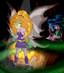 Size: 2200x2500 | Tagged: safe, artist:amberony, adagio dazzle, aria blaze, sonata dusk, equestria girls, g4, fin wings, high res, large wings, transformation