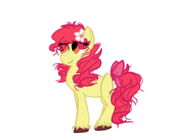 Size: 4000x3200 | Tagged: safe, artist:roseyicywolf, apple bloom, earth pony, pony, g4, bow, female, flower, flower in hair, missing cutie mark, older, older apple bloom, simple background, solo, tail bow, transparent background, unshorn fetlocks