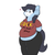 Size: 1115x1139 | Tagged: dead source, safe, artist:nom-sympony, oc, oc only, oc:pepper dust, pegasus, anthro, :>, breasts, chubby, clothes, fat, female, heart, midriff, pants, smiling