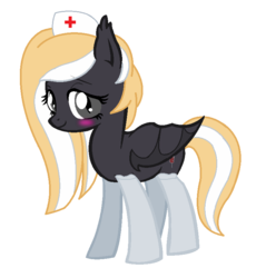 Size: 748x782 | Tagged: safe, artist:rarisweti, oc, oc only, oc:nighthaunt, bat pony, pony, blushing, female, nurse, solo