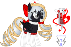 Size: 754x499 | Tagged: safe, artist:thunderboltx33, oc, oc only, oc:nighthaunt, bat pony, pony, clothes, cutie mark, female, nurse, simple background, solo, stockings, transparent background