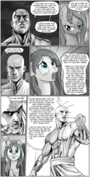 Size: 665x1298 | Tagged: safe, artist:pencils, cloudy quartz, oc, oc:anon, earth pony, human, pony, comic:anon's pie adventure, g4, abs, adoraquartz, adventure in the comments, comic, crying, cute, female, human male, loose hair, male, manly tears, mare