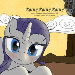 Size: 3000x3000 | Tagged: safe, artist:plotcore, rarity, g4, album cover, blushing, canterlot, female, fluffy, high res, looking at you, solo