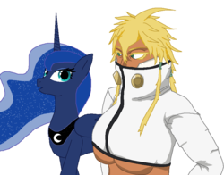 Size: 890x698 | Tagged: safe, artist:unbiased philosopher, princess luna, g4, bleach (manga), breasts, crossover, female, simple background, talking, tier harribel, transparent background, walking