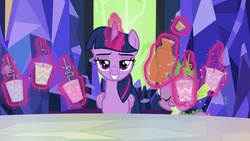 Size: 1920x1080 | Tagged: safe, screencap, spike, twilight sparkle, alicorn, pony, g4, what about discord?, cocktail, female, lidded eyes, mare, twilight sparkle (alicorn)