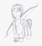 Size: 906x996 | Tagged: safe, artist:parallel black, pony, bleach (manga), crossover, monochrome, ponified, solo, traditional art, uryu ishida