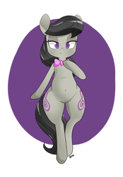 Size: 1111x1600 | Tagged: safe, artist:hidden-cat, octavia melody, earth pony, pony, g4, belly button, bipedal, both cutie marks, female, solo