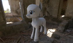 Size: 1920x1139 | Tagged: artist needed, safe, pony, 3d, blank, hairless, overmare studios, smiling, standing, unshorn fetlocks