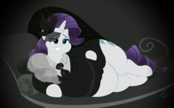 Size: 1280x795 | Tagged: safe, artist:mellowhen, artist:sirmasterdufel, rarity, pony, unicorn, g4, rarity investigates, belly, belly button, clothes, draw me like one of your french girls, fat, female, mare, obese, raritubby, solo
