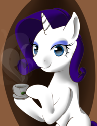 Size: 1024x1331 | Tagged: safe, artist:lightning-dart, rarity, g4, cup, female, food, missing cutie mark, solo, tea