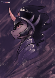 Size: 848x1200 | Tagged: safe, artist:foxinshadow, king sombra, pony, unicorn, g4, limited palette, male, portrait, solo, stallion