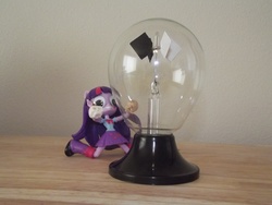 Size: 2000x1500 | Tagged: safe, twilight sparkle, equestria girls, g4, clothes, doll, equestria girls minis, eqventures of the minis, female, googly eyes, human skull, irl, kneeling, mad scientist, photo, radiometer, science, skirt, toy