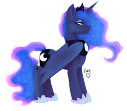 Size: 1836x1616 | Tagged: safe, artist:casocat, princess luna, g4, female, folded wings, painted, solo, standing