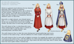 Size: 3497x2112 | Tagged: safe, artist:clayscence, artist:infrasonicman, oc, oc only, oc:benevelle, human, alternate universe, au:eqcl, bishop, cleric, clothes, high res, humanized, humanized oc, priest, priestess, reference sheet, robe, text