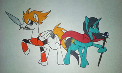 Size: 960x576 | Tagged: safe, artist:gothamscarecrow, pony, fantasy class, knight, live a live, male, ponified, rpg, stallion, warrior