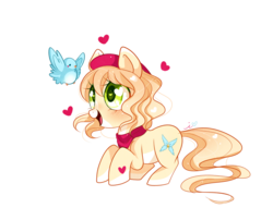 Size: 1500x1211 | Tagged: safe, artist:ipun, oc, oc only, oc:penny fable, bird, heart eyes, simple background, solo, transparent background, wingding eyes