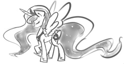 Size: 1280x661 | Tagged: safe, artist:leadhooves, princess luna, g4, female, monochrome, solo