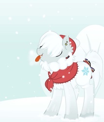 Size: 720x840 | Tagged: safe, artist:parfywarfy, oc, oc only, snow, snowfall, solo, winter