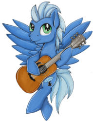 Size: 1024x1342 | Tagged: safe, artist:sparklyon3, oc, oc only, oc:flight tune, pegasus, pony, rcf community, guitar, hoof hold, male, simple background, solo, stallion, transparent background