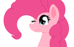 Size: 918x586 | Tagged: safe, artist:dawnsworth, pinkie pie, g4, female, lineless, simple background, solo, white background, wink