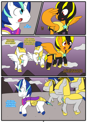 Size: 1244x1737 | Tagged: safe, artist:otakon, shining armor, oc, oc:dark thunder, comic:canterlot hero 2, g4, commission, group, royal guard