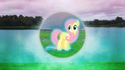 Size: 3840x2160 | Tagged: safe, artist:dashiesparkle, artist:game-beatx14, fluttershy, g4, high res, irl, lake, photo, photography, solo, wallpaper