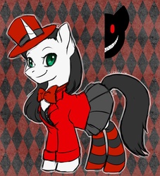 Size: 851x939 | Tagged: safe, artist:blackcalico, oc, oc only, oc:abel, pony, unicorn, clothes, hat, socks, striped socks, top hat